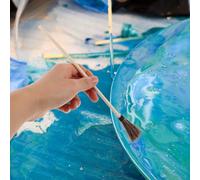 Angoily Pinceles de Crin de Caballo 4 Piezas para Marmoleado al Agua Mango de Madera Herramienta Tradicional para Pintura Artística de Texturas y Detalles Aptos para Acuarela y