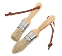 Angoily Pinceles Redondos Multiusos para Pintar Muebles y Coches Set de 2 Cerdas Suaves de Pelo de Cerdo y Mango de Madera Ergonómico