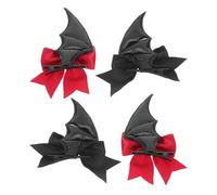 Angoily Pinzas Pelo de Halloween 2 Pares Lazo y Alas de Murciélago Accesorios Espeluznantes en Colores Negro y Rojo Perfectos para Cosplay Disfraces y Manualidades Festivas