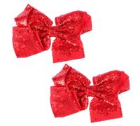Angoily Pinzas Pelo Lazo Grande de 20cm en Rojo Lentejuelas y Acero Inoxidable, 2 Piezas para Ocasiones Obsequios y Decoración Firme del Cabello