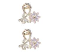 Angoily Pinzas Pequeñas Cabello Forma de Flor de Cristal Rosa Mini Pinzas para Niñas y Adolescentes 2 Unidades Sujetan Cabello Fino y Grueso Accesorios para Peinados Diarios