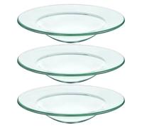 Angoily Platos Calentadores de Cera de Vidrio Transparentes 12 Cm, 3 Unidades para Aromaterapia y Fundidor de Cera, Bandejas Repuesto para Aceites Esenciales y Velas Perfumadas, Uso