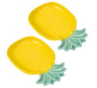 Angoily Platos de Salsa Cerámicos Diseño de Piña 2 Piezas, Platos para Condimentos y Salsa de Soja, Compactos y Multifuncionales para Cocina, Hogar, Barbacoas y Picnic