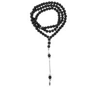 Angoily Pulsera de Cuentas de Vidrio Negro para Adoración y Peregrinación, Accesorio Religioso Cómodo Rebabas Estilo Vintage para Compañeros Amantes del Budismo
