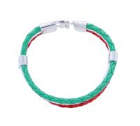 Angoily Pulsera de Cuero Trenzado de Aleación Bandera de Italia para Hombre y Mujer Talla Única Pulsera de Partido de Fútbol Accesorio Deportivo para Eventos y Uso Diario