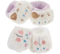 Angoily Pulseras de Spa Absorbentes para Lavarse la Cara Muñequera Tipo Banda 4 Piezas Diseño de Gato y Conejo Blancos Material Suave y Portátil para Cuidado Facial y Maquillaje