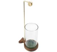 Angoily Quemador de Incienso Vertical de Madera con Cenicero de Vidrio Soporte para Varillas de Incienso con Efecto Cascada Diseño Compacto Verde para Aromaterapia y Decoración Zen