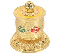 Angoily Rueda de Oración Budista Pequeña de Cobre Puro, Rueda de Oración Dorada Seis Sílabas Sagradas, Decoración Religiosa para Coche, Adorno Tibetano y Suministros Budistas Decorativos