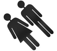 Angoily Señales de Baño para Hombres y Mujeres, Juego de 2 Placas de Señalización de Acero Inoxidable, Color Negro y Plateado, Letreros Resistentes para Puertas de Aseo en Hogar, Oficina