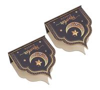 Angoily Servilletero de Madera para Eid 2 Piezas, Soporte Vertical Negro para Servilletas, Decoración de Cocina y Comedor, Organizador Multiusos para Fiestas y Eventos Obsequios