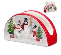 Angoily Servilletero Navideño de Cerámica Estilo Nórdico para Mesa Diaria, Decoración de Navidad Patrón Festivo, Estante para Pañuelos Funcional y Elegante