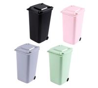 Angoily Set de 4 Cubos de Basura de Escritorio de Plástico Mini Tamaño Compacto Colores Aleatorios Tapa para Cocina Oficina Coche y Hogar Cubo de Basura Doméstico Color Aleatorio