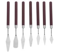 Angoily Set de Espátulas para Pintura Artística 7 Piezas Acero Inoxidable Mango de Madera de Sándalo Espátula Flexible para Mezclar Colores en Óleo y Acuarela Herramienta Profesional