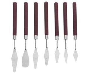 Angoily Set de Espátulas para Pintura Artística 7 Piezas Acero Inoxidable Mango de Madera de Sándalo Espátula Flexible para Mezclar Colores en Óleo y Acuarela Herramienta Profesional
