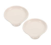 Angoily Soporte de Cucharas de Cerámica de Color Claro, Juego de 2 Portacucharas Compactos para Cocina y Comedor, Reposacucharas Apto para Cucharones y Utensilios, Adecuado