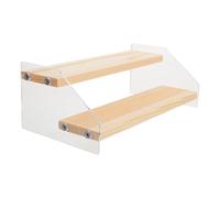 Angoily Soporte De Exhibición Escalonado 2 Niveles 20 Cm Acrílico y Madera Organizador De Escritorio Multifuncional para Hogar y Oficina Display De Postres y Cosméticos