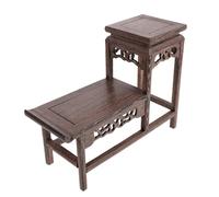 Angoily Soporte de Madera de Pollo Alada para Plantas de Interior de 2 Niveles Estante Vintage Tallado para Bonsáis Macetas y Decoración del Hogar Base Pequeña para Expositor