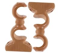 Angoily Soporte Doble para Barra de Cortina de Madera Maciza Base Fija para Poste Romano de 28 MM Color Beige Natural 2 Unidades Montaje en Pared para Dormitorio y Sala