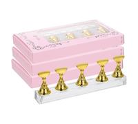 Angoily Soporte Magnético para Práctica de Uñas Postizas Acrílico, 20 Piezas en Caja Dorada, Estante Expositor para Arte de Uñas DIY y Decoración Profesional en Salón y Casa