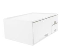 Angoily Soporte Para Monitor y Portátil Cajón De Almacenamiento, Plataforma Blanca De 9.5 Pulgadas En Abs, Diseñado Para Uso En Oficina y Estudio Para Mayor Comodidad Visual