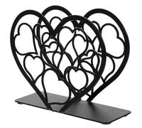 Angoily Soporte para Pañuelos de Papel de Hierro Negro Forma de Corazón Servilletero Vertical Decorativo para Hogar Restaurantes y Fiestas Organizador Práctico y Compacto