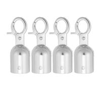 Angoily Tapones para Extremos de Cuerda Gancho Metálico Pequeño Plateado, Cierre de Cordón Seguro para Barreras de Seguridad, Sujetador Resistente para Postes y Cuerdas Decorativas, 4