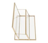 Angoily Tarjetero de Escritorio Metálico de Latón Vintage y Vidrio Galvanizado Transparente, Soporte para Tarjetas de Visita Profesional, Organizador para Oficina y Espacio de Trabajo