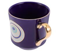 Angoily Taza de Café de Cerámica Diseño Turco Ojo de Fatifa, Capacidad Media, Asa Ergonómica, Color Azul Real, Apta para Bebidas Calientes en Oficina y Obsequio