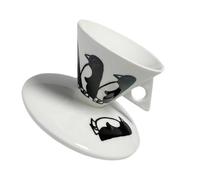 Angoily Taza de Café de Cerámica Vintage 60 Ml con Platillo Taza de Espresso Decorativa para Hogar y Cafetería para Té y Café Tarde