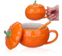 Angoily Taza de Calabaza de Halloween CeráMica de Calabaza Divertida y Linda para Cereal Taza de Café de Halloween Para Mujeres y