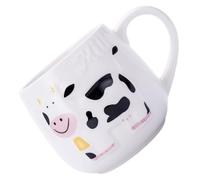 Angoily Taza de Cerámica con Estampado de Vaca Lechera 350 Ml Color Claro Taza de Café para Desayuno y Oficina Diseño 3d de Vaca Adecuado para Uso Diario y Obsequio