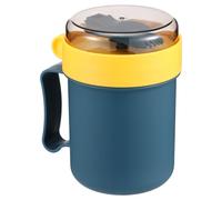 Angoily Taza de Desayuno Portátil para Microondas Tapa y Cuchara Taza de Cereales y Sopa Azul Ligera y Ecológica Adecuado para Escuela Oficina y Viajes Capacidad Color Aleatorio