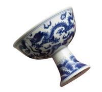 Angoily Taza de Té de Cerámica Estilo Retro Patrón Azul de Dragón Taza Alta para Degustación de Té Kung Fu Delicada para Uso Doméstico y Oficina Vajilla Tradicional
