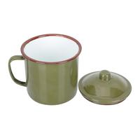 Angoily Taza Esmaltada Retro Color Verde Militar 10 CM con Tapa Vaso para Beber Agua y Té Taza Multifuncional para Hogar Oficina y Picnic Resistente y Fácil de Limpiar