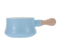 Angoily Tazón de Porcelana de Cerámica Mango de Madera para Desayuno y Sopa, Capacidad 380ml, Fácil de Limpiar y Protege Manos del Calor, Adecuado Hogar