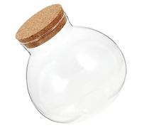Angoily Terrario de Vidrio Redondo con Tapa de Corcho Frasco Transparente Sellado de 13 CM para Plantas Aéreas y Musgo Maceta Ecológica para Decoración Interior y Jardinería DIY