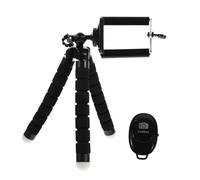 Angoily Trípode De Cámara De Acero Inoxidable y Soporte Triangular para Teléfono, Desmontable y Compacto, Esponja Cómoda, Adecuado para Fotografía Móvil y Uso En Escritorio, Color Negro