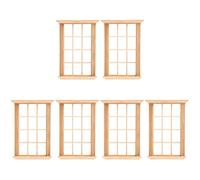 Angoily Ventanas de casa de muñecas a escala 1: 12, 6 piezas simuladas de doce celosías en miniatura, marco de madera, accesorios para fotografía