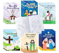 ANGOLIO 24 libros cristianos para colorear religiosos a granel para niños, bolsas de regalo, 6 estilos, versículo de la Biblia, libro de dibujo artístico para actividades dominicales, recompensas en