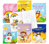 ANGOLIO 24 libros para colorear de Jesús, religiosos cristianos a granel, 6 estilos, libro de dibujo artístico para regalo dominical, premios escolares, recompensas para el aula, actividades de