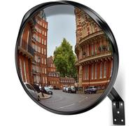 Angooni Espejo Convexo de Tráfico 30 cm - Gran Angular, Ajustable, con Soporte para Interior y Exterior, Ideal para Seguridad de Garaje, Entradas y Vigilancia