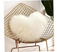 Angoter Cojín de corazón de Lana Covers Mullido Suave Felpa Banda Blanca Cubierta de Almohadas Almohada Pillowslip de Coche del sofá decoración Lavable