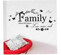 Angoter Familia Flor del Arte del Vinilo Pared Pegatinas Cita Dulce Adhesivos de Pared Inicio Decoración Papel Nuevo