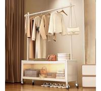 angrounps Percheros Burro, Multifuncional Perchero Blanco Moderno, Armario Abierto de Metal,Colgador Ropa con Zapatero y Barra Colgante,Perchero de Pie para Entrada Pasillo,100x32x166cm