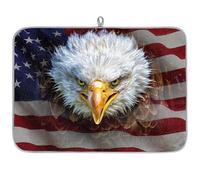 Angry American Bald Eagle - Tapete de microfibra para secar platos, con bandera estadounidense, absorbente, escurridor de platos, para cuchara de cocina, plato de vidrio, 18 x 24 pulgadas