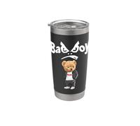 Angry Bad Boys Style, Cool Teddy Bear Bad Boy Graphic Design Vaso térmico de acero inoxidable de doble pared