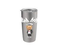Angry Bad Boys Style, Cool Teddy Bear Bad Boy Graphic Design Vaso térmico de acero inoxidable de doble pared