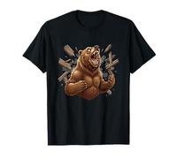 Angry Bear Rugiendo Romper a través de la Pared Camiseta