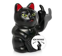 ANGRY CAT, Fabricado en Lucky Cat (Gato Angle), diseño de Gato de Piedra, artículo de decoración de plástico, para Oficina, salón, para los Amantes de los Gatos de Esquina, Color Negro Mate, 15 cm