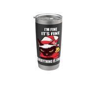 Angry Cat I'm Fine It's Fine Everything Is Fine Christmas Vaso térmico de acero inoxidable de doble pared